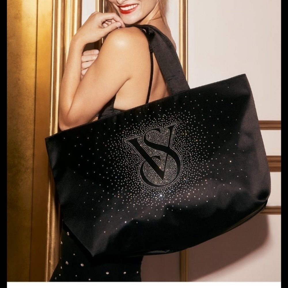 Victoria's Secret Black Tote with Sparkling Design